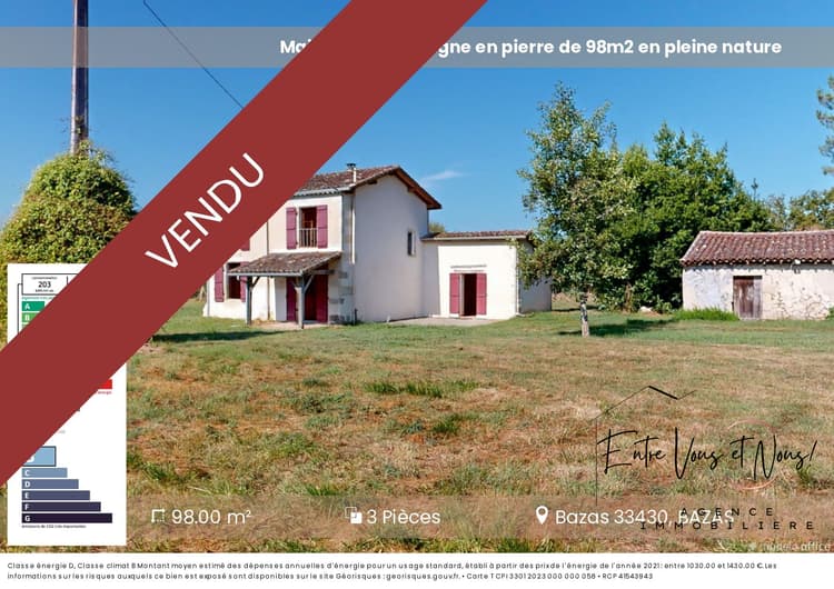 Maison de campagne en pierre de 98m2 en pleine nature