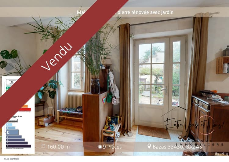 Maison de ville en pierre rénovée avec jardin