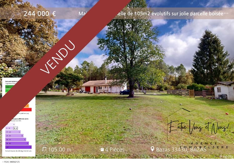 Maison traditionnelle de 105m2 évolutifs sur jolie parcelle boi