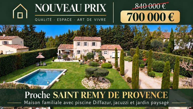 À 10 minutes de Saint Rémy de Provence, maison familiale 150 m² avec jardin paysagé, piscine Diffazur , au calme et aux portes des Alpilles