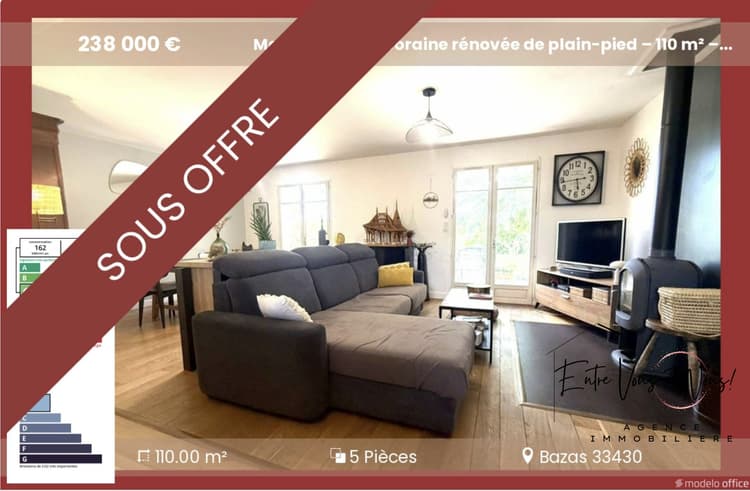 Maison contemporaine rénovée de plain-pied 110 m² Ter