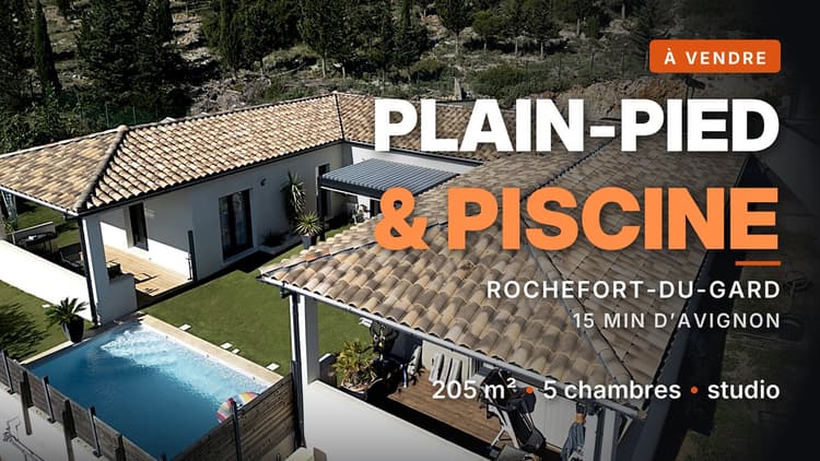 Vente maison plain pied contemporaine avec piscine ,Rochefort-du-Gard
