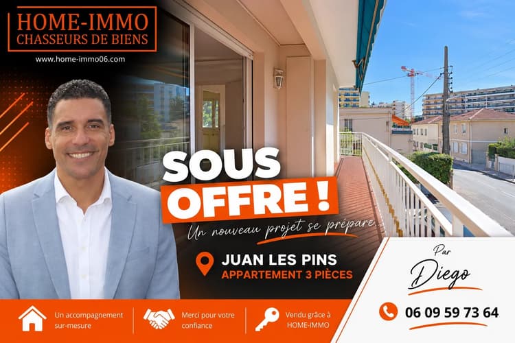 JUAN-LES-PINS – 3 PIÈCES À RÉNOVER – TERRASSE – GARAGE 18 M² – PROCHE PLAGES ET COMMERCES