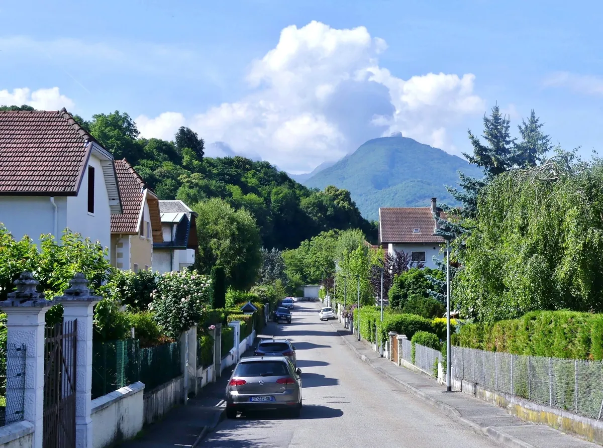 Rue résidentielle bordée de maisons et de jardins, à vérifier avant d'acheter un bien immobilier